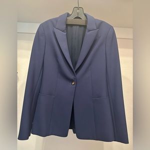 The Row Navy Blue Single-Breasted One-Button Suit Jacket Blazer Size 6 EUC